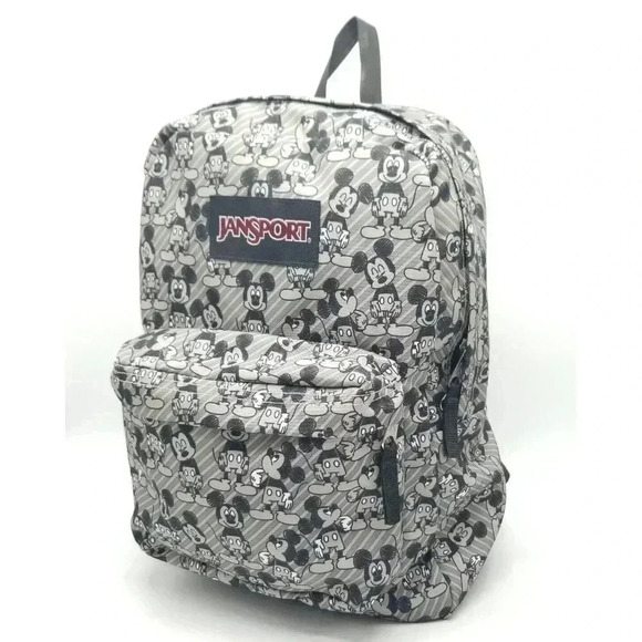 Disney | Jansport Superbreak MICKEY MOUSE All Over Print Black / Gray Backpack - Picture 2 of 9